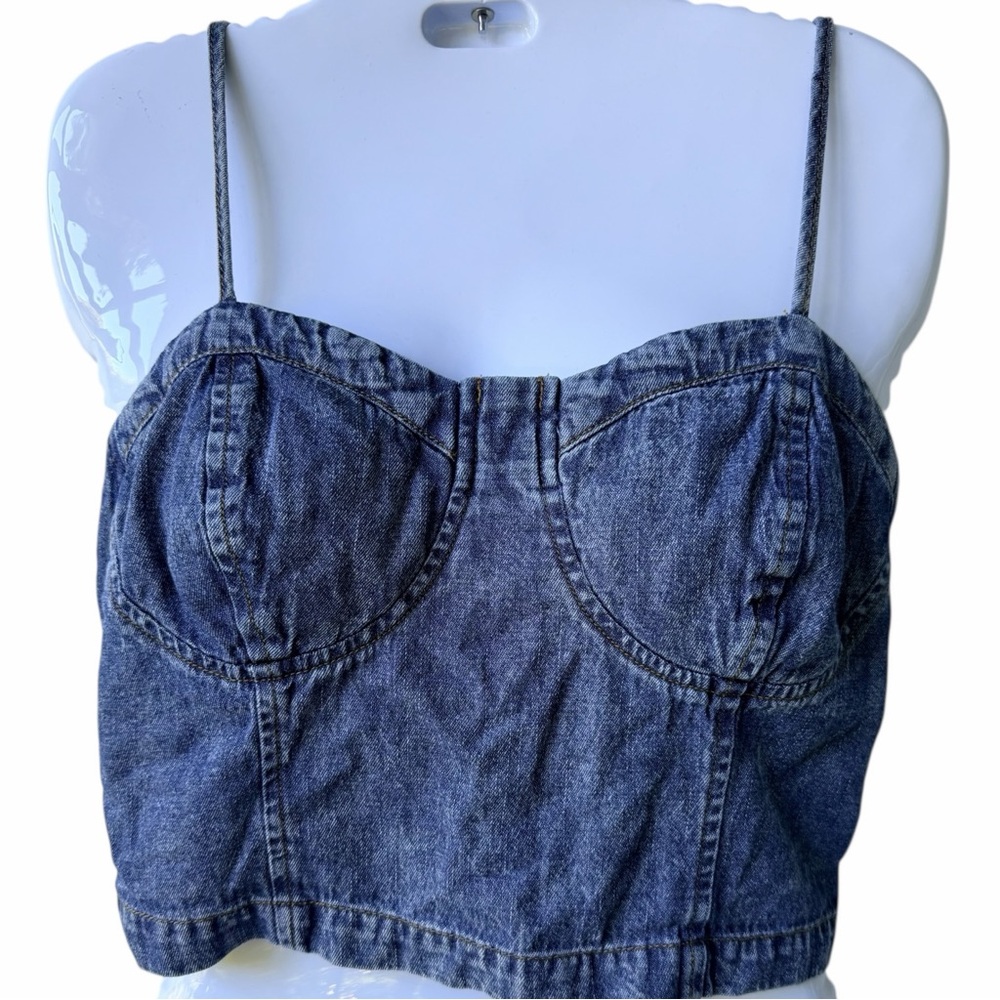 Indigo Rising Woman’s Denim Bustier Festival Style Crop Top Size Medium